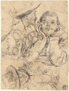Four Studies of Heads Drawn over a Copy of Saint John the Evange