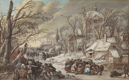 Figures on a Frozen Canal