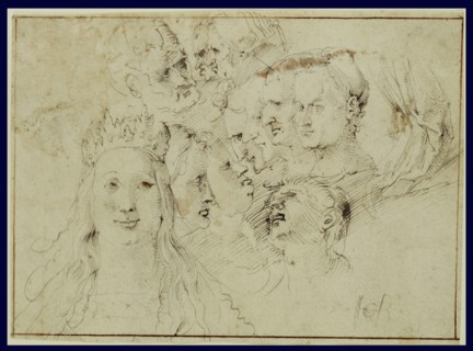 Studies of Heads (recto),  Studies of a Male Figure (verso)