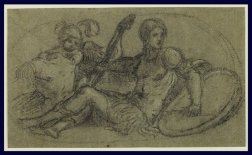Seated Male Figure with Putto and Armor