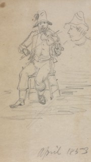 The Fiddling Beggar, 1853. William Sidney Mount (American, 1807-1868). Graphite;