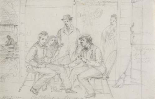 Catching a Tune, probably 1867. William Sidney Mount (American, 1807-1868). Graphite; sheet: 10 x