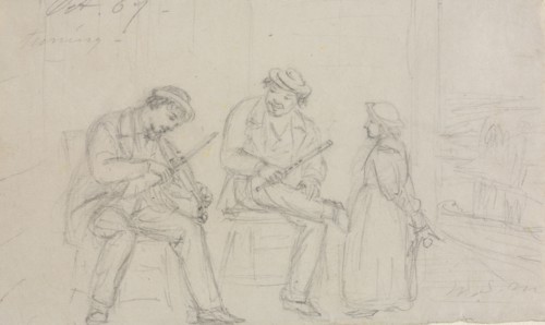 Tuning, 1867. William Sidney Mount (American, 1807-1868). Graphite; sheet: 9.7 x 16.2 cm (3 13/16 x