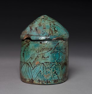 Pyxis with Lid, c. 1901-1525 BC. Egypt, Late Middle Kingdom to early New Kingdom. Turquoise faience
