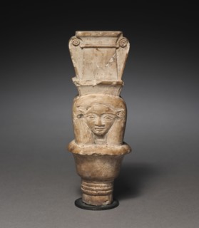 Votive Hathor Column Capital, 380-30 BC. Egypt, Late Period, Dynasty 30- Ptolemaic Dynasty.