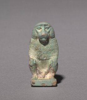 Thoth as Baboon, 664-305 BC. Egypt, Late Period, Dynasty 26 to Ptolemaic Dynasty. Pale turquoise