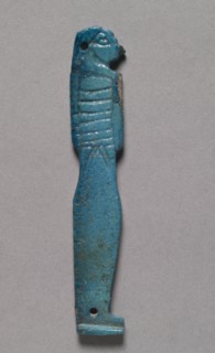 Son of Horus Amulet, 664-525 BC. Egypt, Late Period, Dynasty 26. Bright turquoise faience; overall: