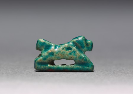 Amulet of a Dog, 2123-2040 BC. Egypt, First Intermediate Period. Turquoise green faience; overall: