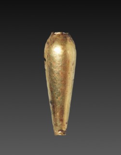 Teardrop-Shaped Bead, 1980-1801 BC. Egypt, Middle Kingdom, Dynasty 12. Gold over calcite gesso