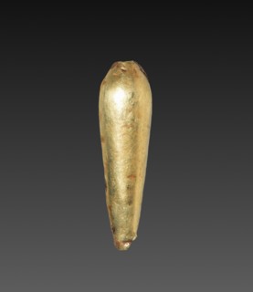 Teardrop-Shaped Bead, 1980-1801 BC. Egypt, Middle Kingdom, Dynasty 12. Gold over calcite gesso