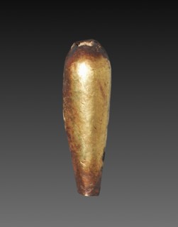 Teardrop-Shaped Bead, 1980-1801 BC. Egypt, Middle Kingdom, Dynasty 12. Gold over calcite gesso
