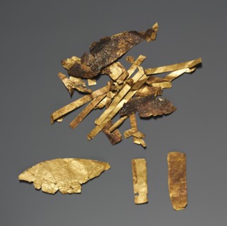 Fragments of Decoration from Funerary Equipment, 2040-1648 BC. Egypt, Middle Kingdom. Gold leaf;