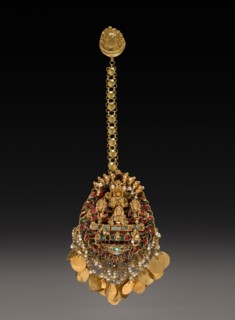 Forehead Pendant with Sun God Surya in a Chariot with Attendants, 1600s or 1700s. Nepal, Kathmandu