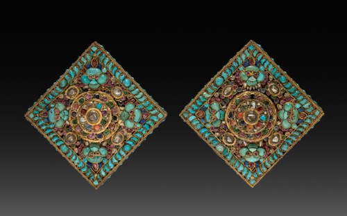 Charm Case Pair, 19th Century. Tibet, 19th century. Gold with jewels; overall: 7.1 x 7.1 cm (2