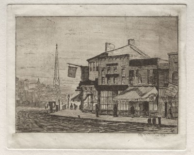 Cleveland, Woodland Avenue and Eagle Street, 1878. Otto H. Bacher (American, 1856-1909). Etching
