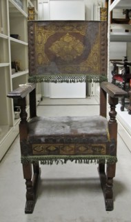 Armchair, 1600s. Italy, 17th century. Walnut; overall: 136.5 x 66.4 x 65.4 cm (53 3/4 x 26 1/8 x 25