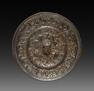Mirror, 618-907. China, Tang dynasty (618-907). Bronze with silver inlay in lacquer; diameter: 11.8