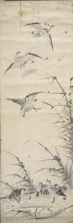 Wild Geese and Reeds, 1392-1910. Korea, Joseon dynasty (1392-1910). Black and white on paper;