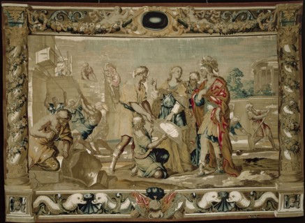 Dido shows Aeneas the plans for the fortifications of Carthage, 1679. Giovanni Francesco Romanelli