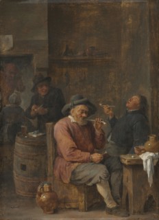Peasants Smoking in an Inn, c. 1640. David Teniers (Flemish, 1610-1690). Oil on wood; framed: 46.5
