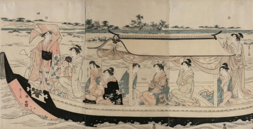 Women in a Pleasure Boat on the Sumida River, early 1790s. Chobunsai Eishi (Japanese, 1756-1829).