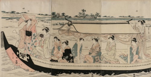 Women in a Pleasure Boat on the Sumida River, early 1790s. Chobunsai Eishi (Japanese, 1756-1829).