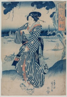 Geisha Standing on the Bank of the Sumida River (from the series People Who Like the Latest