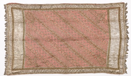 Embroidered Sari, 1800s - early 1900s. India, Patna, 19th - early 20th century. Embroidery; silk