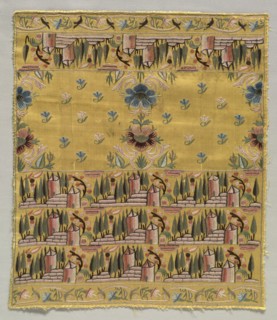 Embroidered Square, 18th-19th century. Turkey, 18th-19th century. Embroidery, silk thread on silk