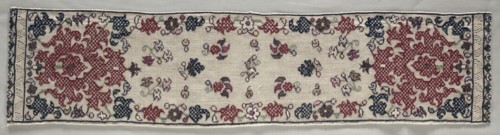 Part of a Cap (Benika), 1700s. Algeria, 18th century. Embroidery: silk and metal strips on linen