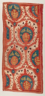 Embroidered Cushion Cover, 18th century. Turkey, 18th century. Embroidery, silk thread on silk