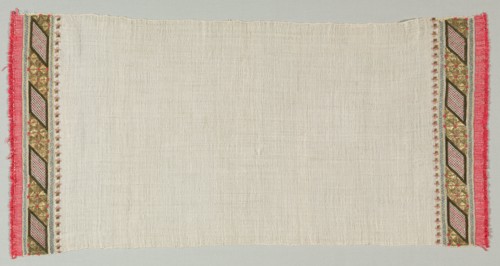 Embroidered Towel (Peshkir), 19th century. Turkey, 19th century. Embroidery; silk and silver filé