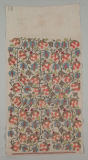 Embroidered Cover, 19th century. Turkey, 19th century. Embroidery: silk and gold filé on linen