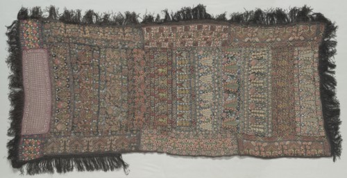 Embroidered Shawl, 18th century. Turkey, 18th century. Embroidery: silk on cotton and silk net