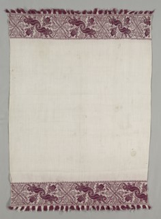 Embroidered Towel, 1600s. Italy, 17th century or later. Embroidery; silk on linen; overall: 133 x