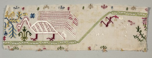 Fragment from an Embroidered Border, 1500s. Greece, Cyclades Islands, Southern Group, 16th century.