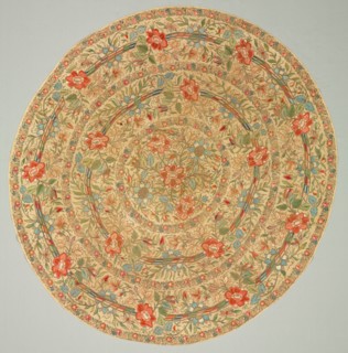 Embroidered tray cover, 1800s. Turkey. Plain weave: linen; embroidery, chain stitch: silk and