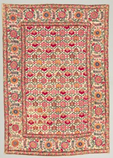 Embroidered Cover or Hanging, 1600s. India, Delhi, 17th century. Embroidery: silk on linen tabby