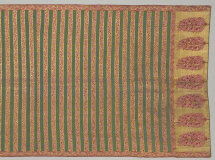 Sash with flora and banded field, 1700s. India, probably Aurangabad. Tapestry weave, double