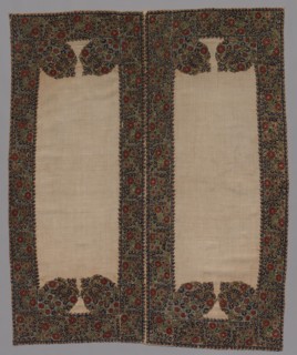 Front and Back of a Bolster Case, 1700s. Greece, Epirus, Yaninna, 18th century. Embroidery: silk on