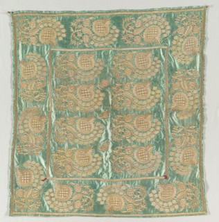 Embroidered envelope with closures, late 1700s to early 1800s. Turkey. Satin weave: silk;
