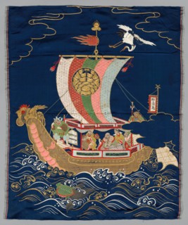 Embroidered Fukusa, late 1800s-early 1900s. Japan, late 19th-early 20th century. Embroidered silk