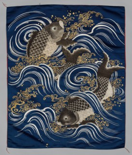 Embroidered Fukusa, late 1800s-early 1900s. Japan, late 19th-early 20th century. Embroidered silk