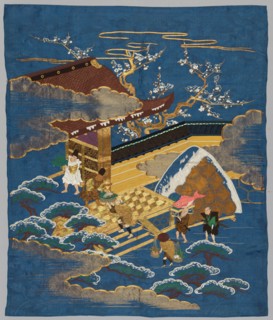 Embroidered Fukusa, late 1800s-early 1900s. Japan, late 19th-early 20th century. Embroidered silk;