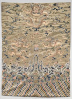 Fragment of a Mandarin Robe, 1700s. China, 18th century. Embroidery, silk and gold thread; overall: