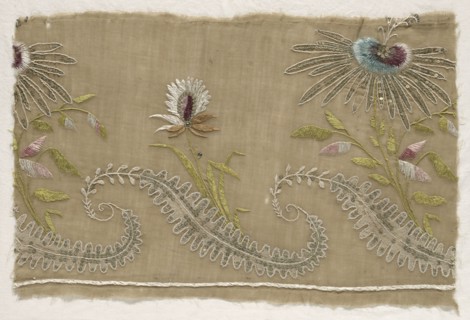 Fragment of Embroidery, 18th century. Spain, Southern, 18th century. Embroidery, silk threads on