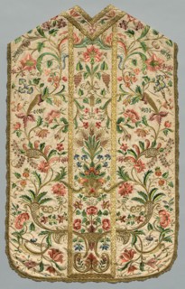 Chasuble, 1700s. Italy, 18th century. Embroidery; silk and metallic threads; overall: 114.6 x 70.5