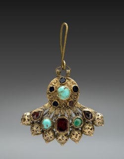 Earring, 1700s - 1800s. Hungary, 18th-19th century. Silver gilt; overall: 3.9 cm (1 9/16 in.)