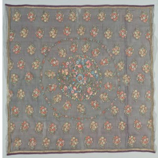 Turban cover, 1700s-early 1800s. Turkey. Plain weave: silk; embroidery, double-running stitch: