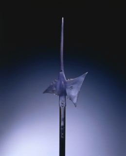 Halberd, c. 1550. Germany, 16th century. Steel, with pierced trefoils; wood haft (rectangular with
